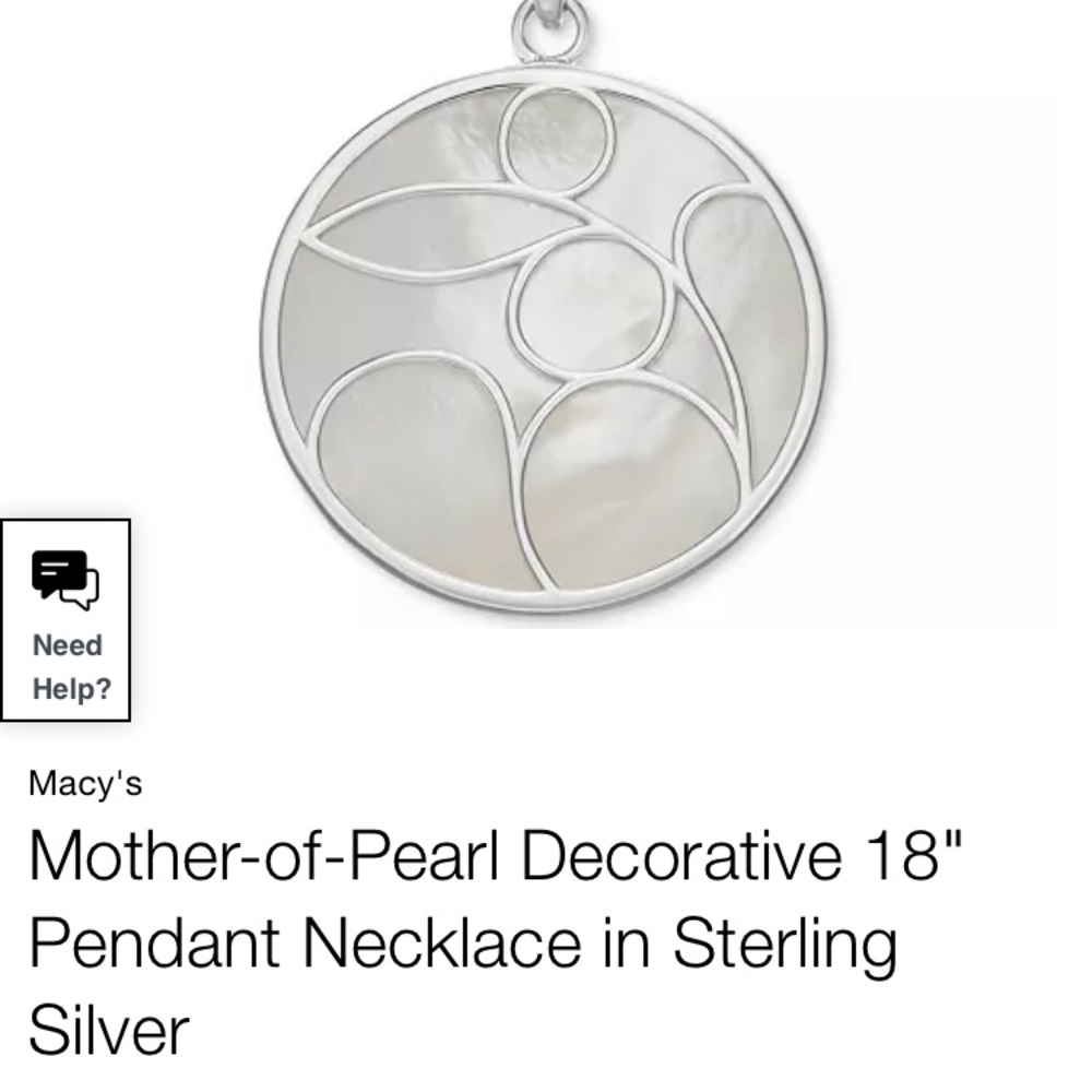 Brand new mother of pearl circle and sterling silver pendant